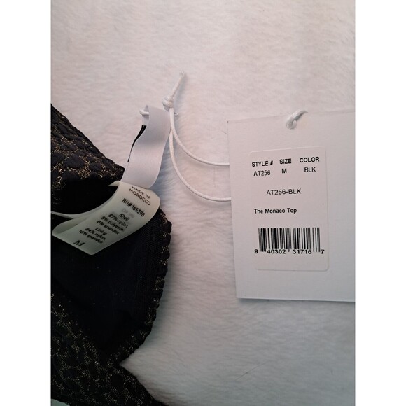 Andie x Demi Moore Monaco Swim Top Black Gold Floral Jacquard Size M The - Picture 5 of 10
